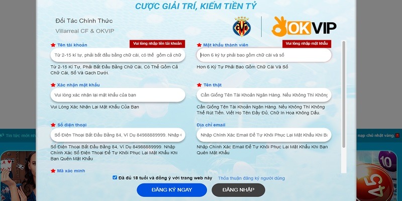 Đăng ký tài khoản nhanh gọn thoải mái chơi game